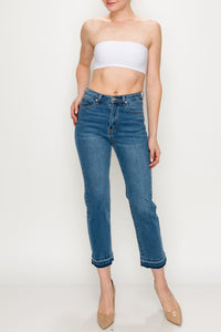 Medium Wash Released Hem Straight Jeans