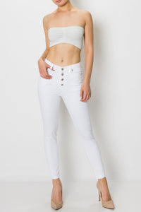 White Button Fly Skinny Jeans