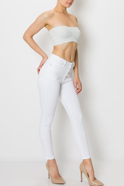 White Button Fly Skinny Jeans