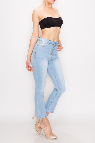 Light Wash Button Fly Flare Jeans