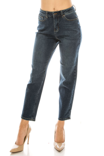 Dark Wash Straight Leg Boyfriend Jeans