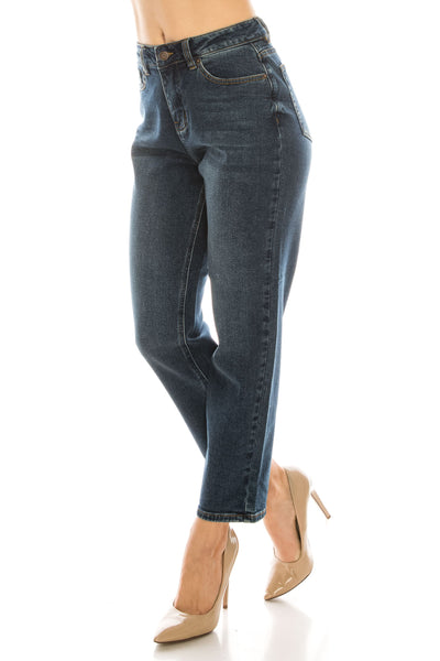 Dark Wash Straight Leg Boyfriend Jeans