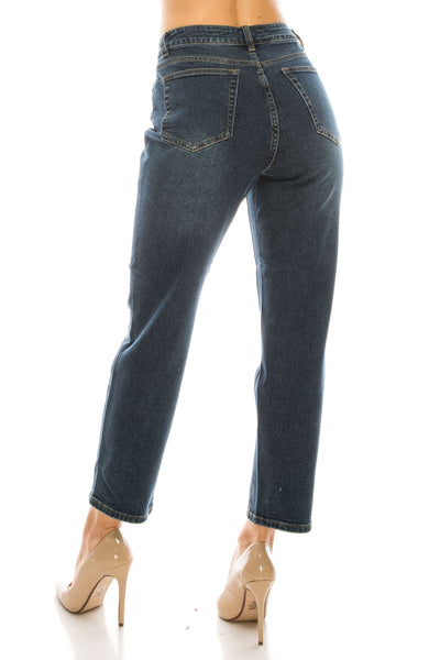Dark Wash Straight Leg Boyfriend Jeans