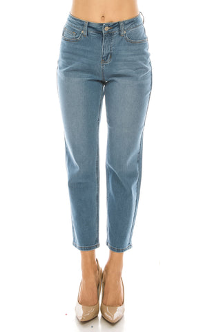 Medium Wash Straight Leg Boyfriend Jeans