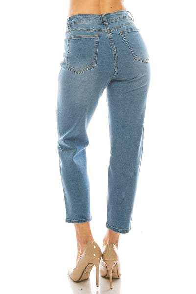 Medium Wash Straight Leg Boyfriend Jeans