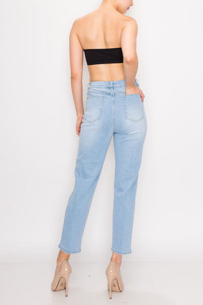 Light Wash Straight Leg Boyfriend Jeans