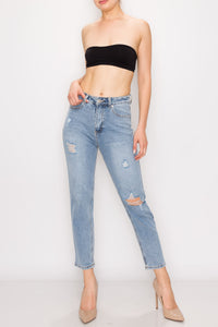 Light Wash Rip Straight Leg Boyfriend Jeans