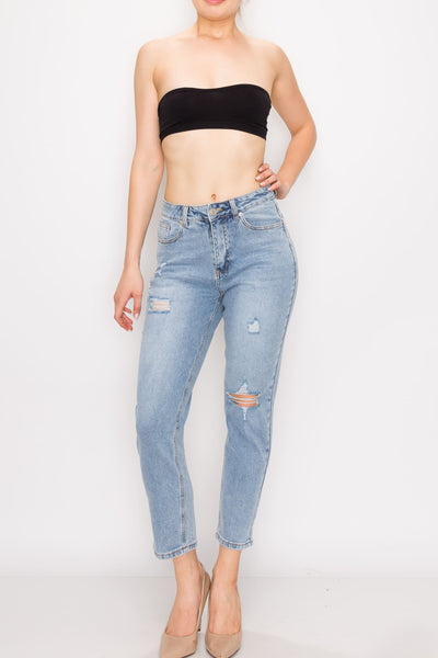 Light Wash Rip Straight Leg Boyfriend Jeans