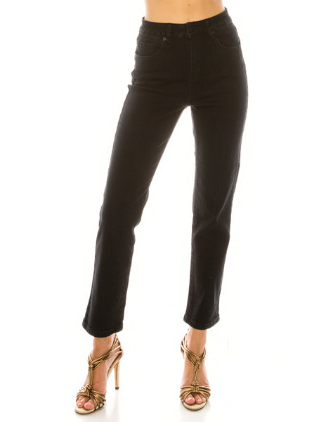 High Rise Straight Black Color Jeans