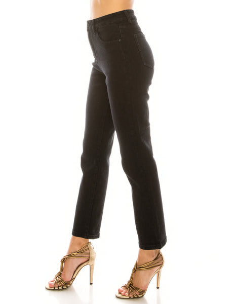 High Rise Straight Black Color Jeans