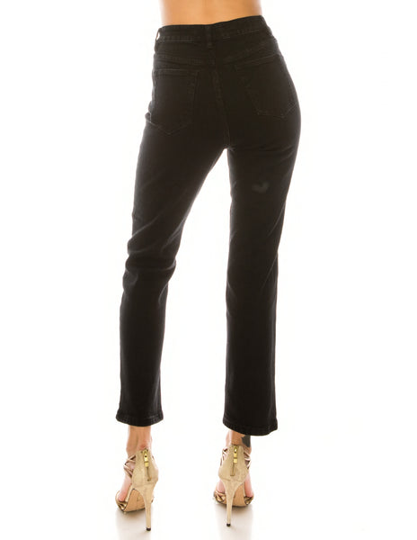 High Rise Straight Black Color Jeans