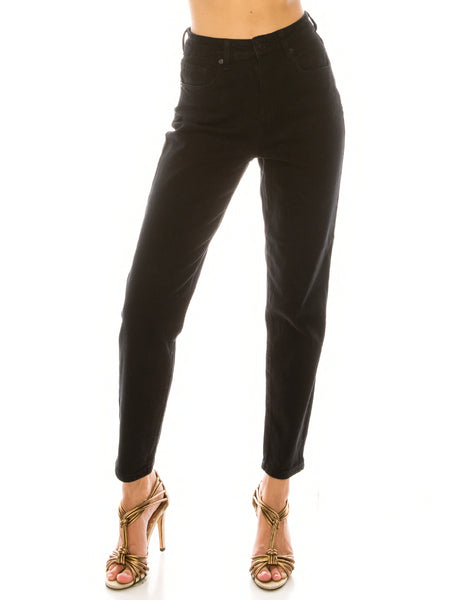 High Rise Straight Black Color Jeans