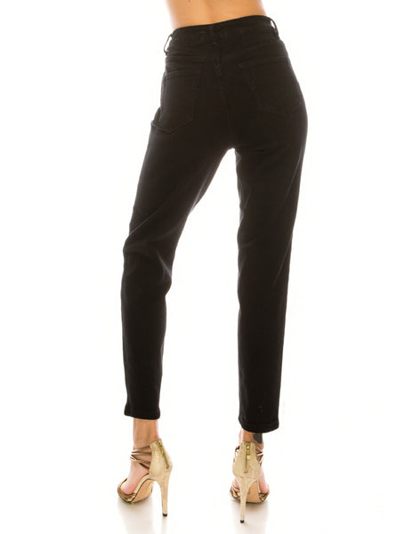 High Rise Straight Black Color Jeans